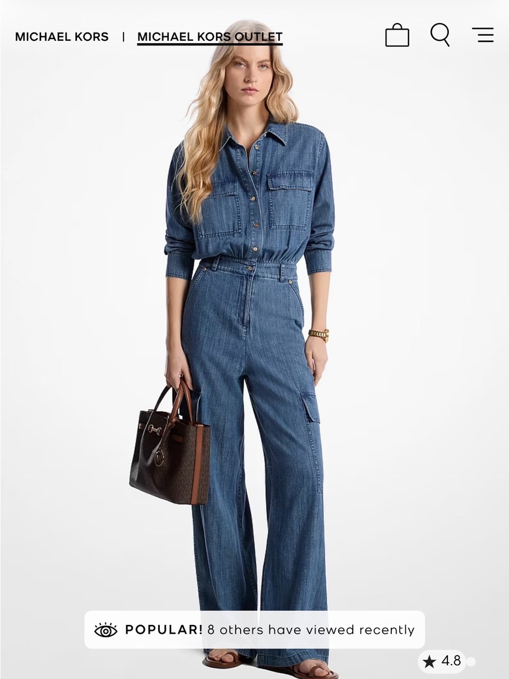 MICHAEL Michael Kors Light Blue Denim Utility Jumpsuit